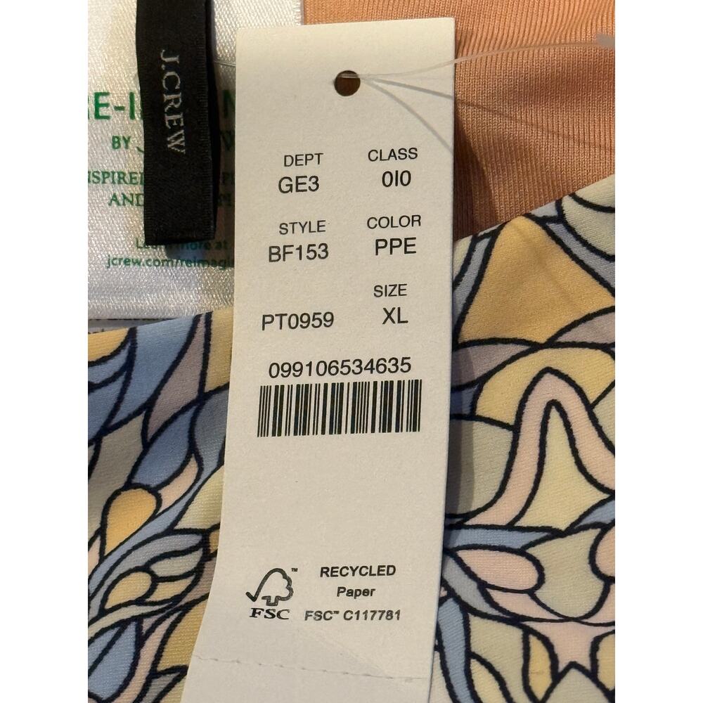 NWT J. Crew Curved Waist Cheeky Bikini Swim Bottom Kaleidoscope Print XL Blue - Picture 9 of 16